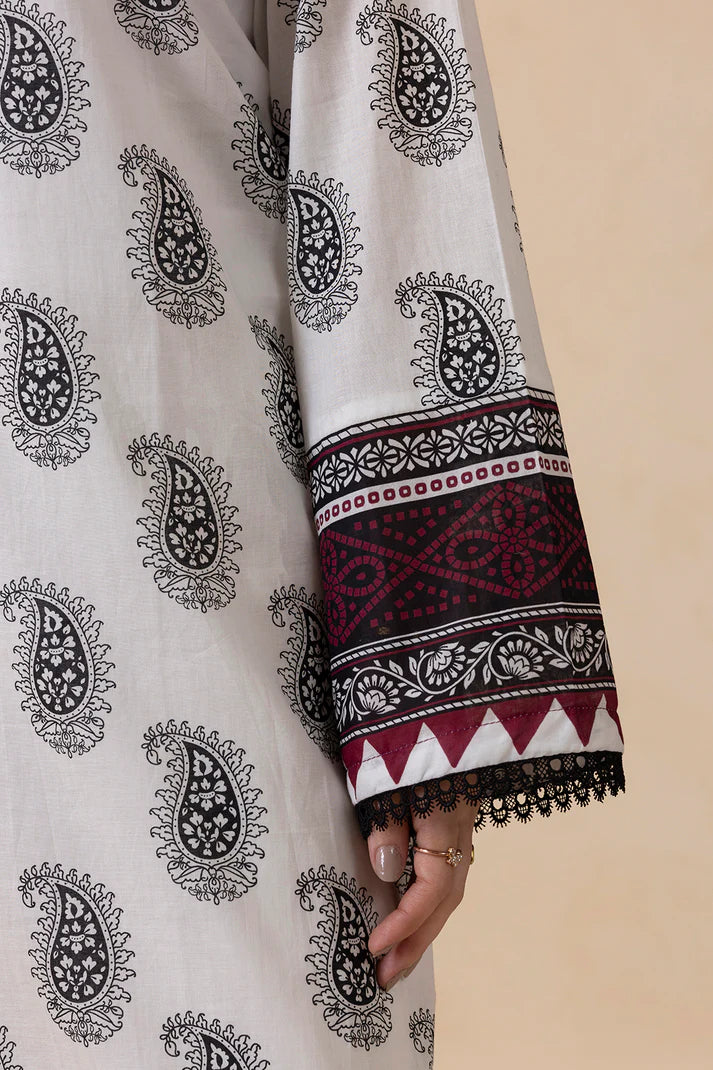 Aura Printed Lawn Kurta – White Pret for Women