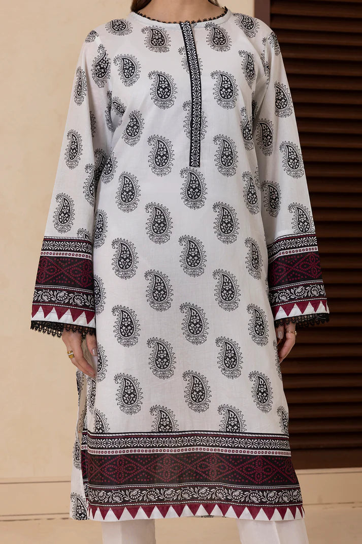 Aura Printed Lawn Kurta – White Pret for Women