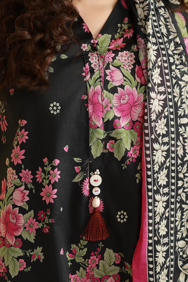 Aura Black Printed Lawn Kurta & Dupatta – Women Pret - Aura By Zuha
