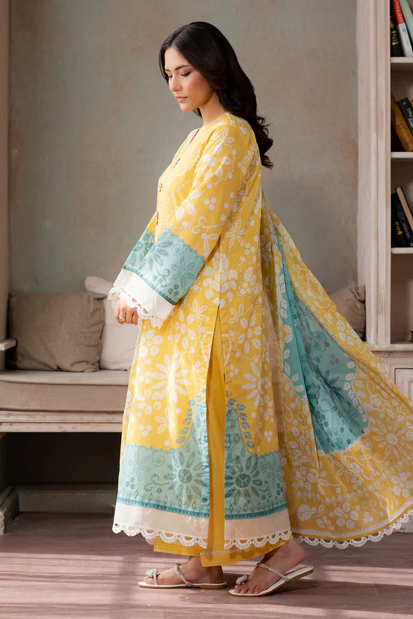 Aura 3-Piece Unstitched Lawn Suit –Yellow