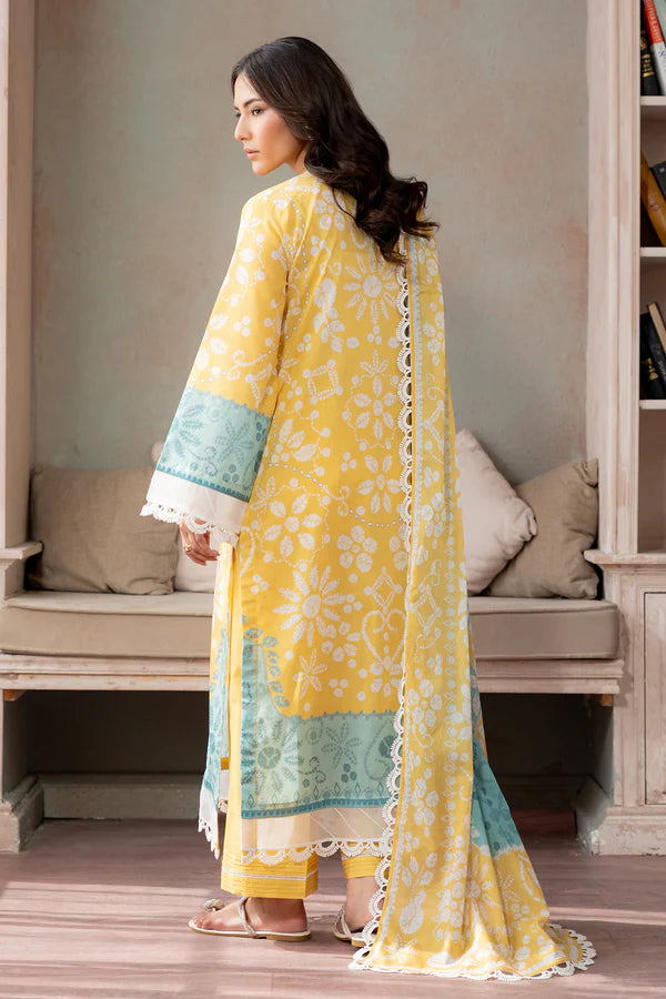 Aura 3-Piece Unstitched Lawn Suit –Yellow