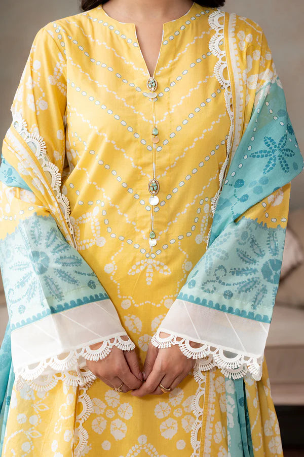 Aura 3-Piece Unstitched Lawn Suit –Yellow
