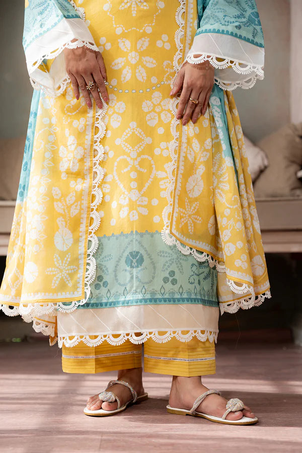 Aura 3-Piece Unstitched Lawn Suit –Yellow