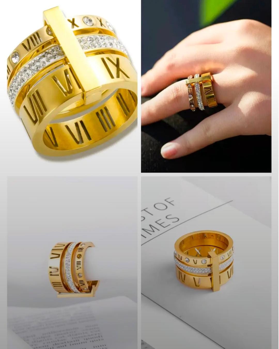 Gold Crystal Band Ring