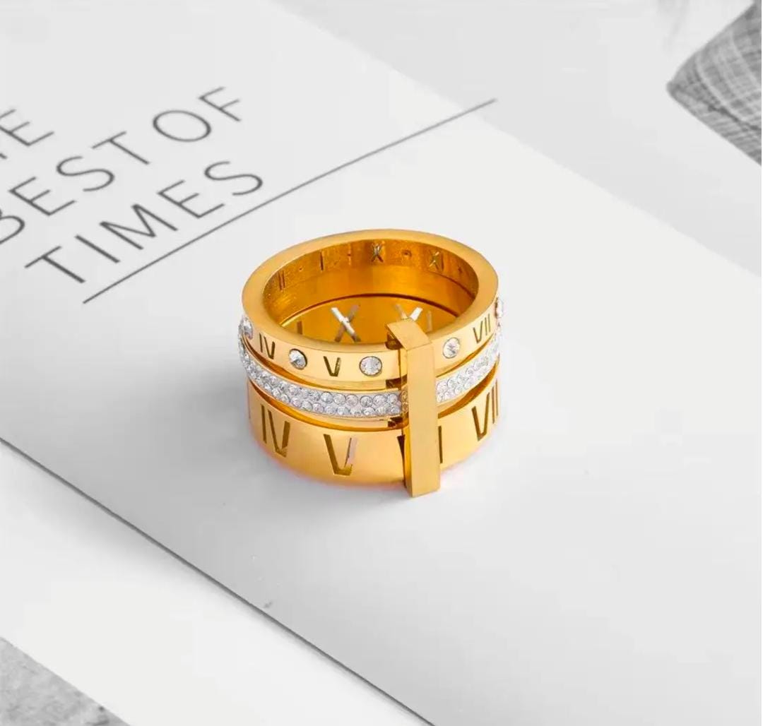 Gold Crystal Band Ring