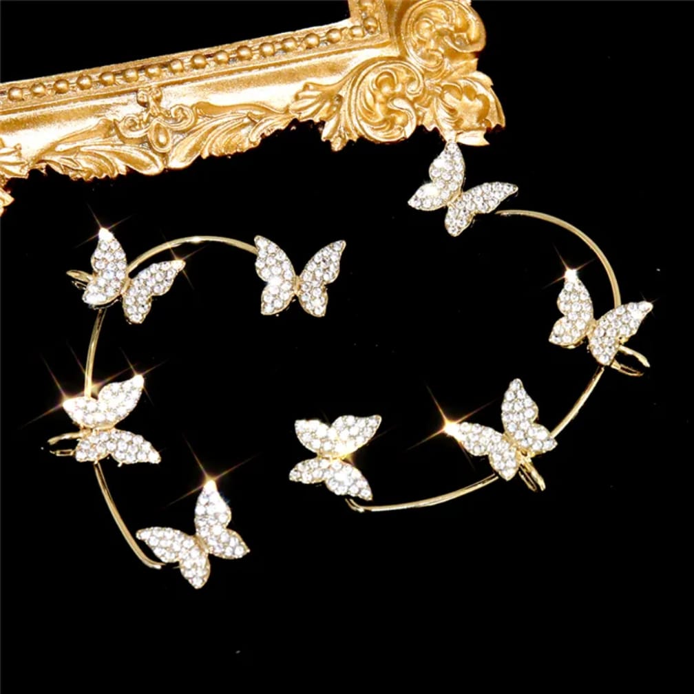 Crystal Butterfly Ear Cuff Set