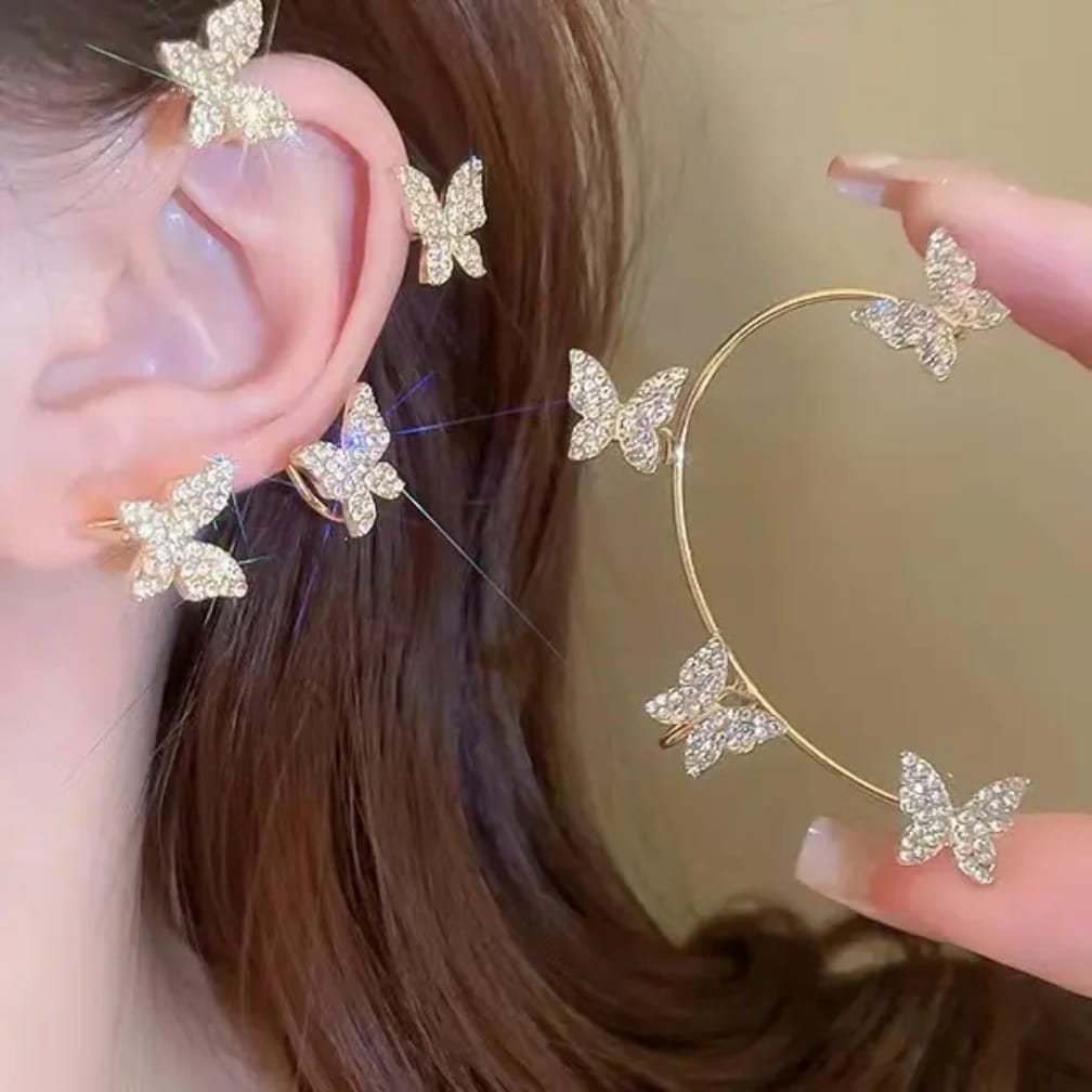 Crystal Butterfly Ear Cuff Set